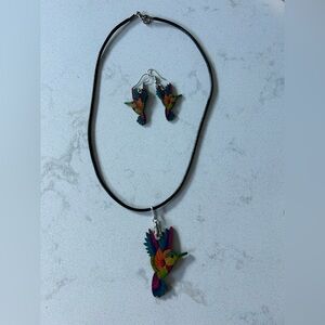 Hand made in Colombia New Authentic Hummingbird Necklace and Earrings